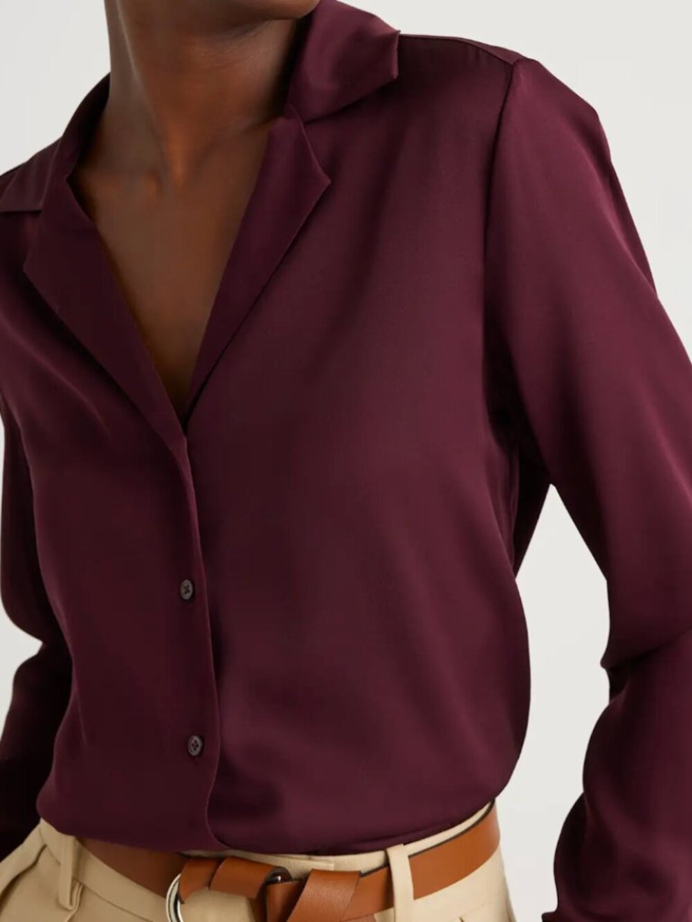 Washable Stretch 100% Silk Notch Collar Blouse Size S